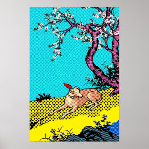 Minimalistische Windhund-Silhouette-Hundedesign Poster