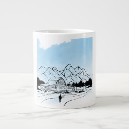 Minimalistische Winter-Berg-Abenteuer-Jumbo-Tasse Jumbo-Tasse