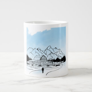 Minimalistische Winter-Berg-Abenteuer-Jumbo-Tasse Jumbo-Tasse
