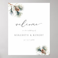 Minimalistische Winter-Hochzeitskiefernzweig & Kon