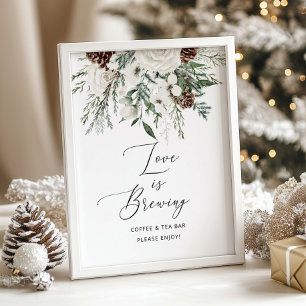 Minimalistische Winter immergrüne Liebe braut Poster