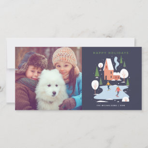 Minimalistische Winter-Weihnachtsszene Feiertagskarte
