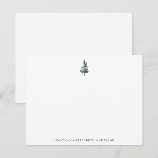 Minimalistische Winterpine-Tree-Karte Mitteilungskarte (Vorne/Hinten)