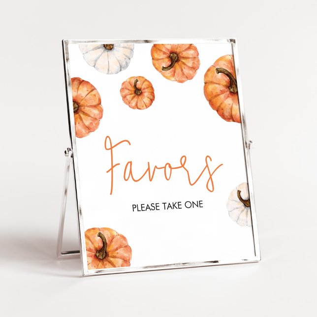 Minimalistische Winzer-Baby-Duschfavoriten Poster (Minimalist Pumpkin Baby Shower Favors Sign)