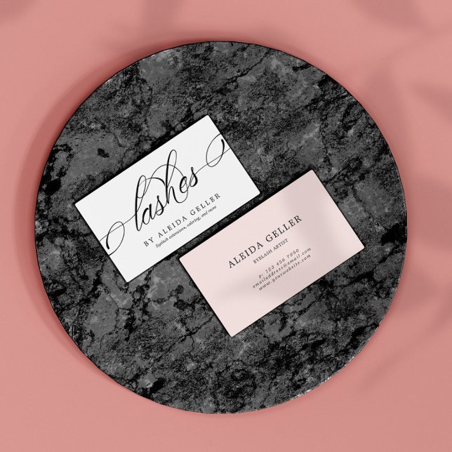 Minimalistische Wirble Schwarz-Weiß-Lashes Visitenkarte (Von Creator hochgeladen)