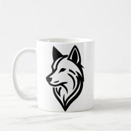 Minimalistische Wolf Face-Silhouette Kaffeetasse