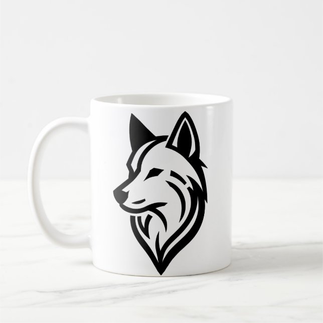 Minimalistische Wolf Face-Silhouette Kaffeetasse (Links)