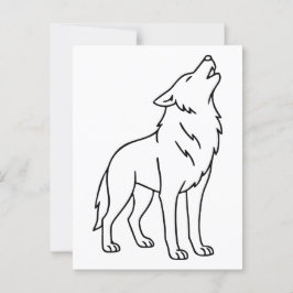 Minimalistische Wolf Line Art - Howling Wildlife Postkarte