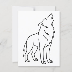 Minimalistische Wolf Line Art - Howling Wildlife Postkarte