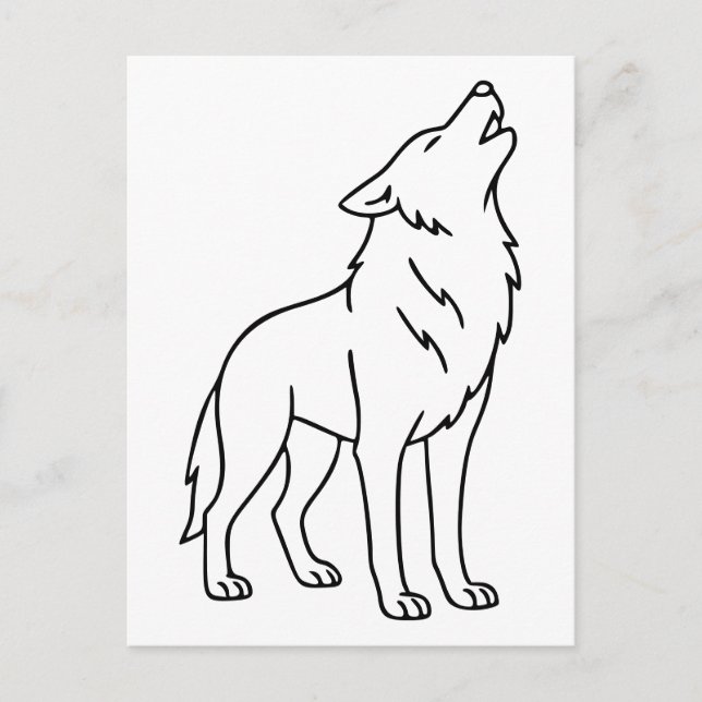 Minimalistische Wolf Line Art - Howling Wildlife Postkarte (Vorderseite)