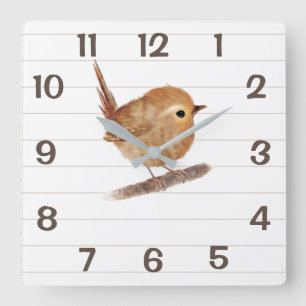 Minimalistische Wren Bird Wohngestaltung Wall Cloc Quadratische Wanduhr