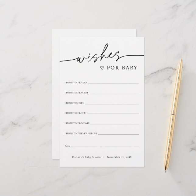 Minimalistische Wünsche für die Kinderkarte (Vorderseite/Rückseite Beispiel)