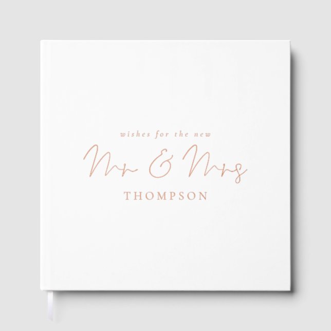 Minimalistische Wünsche für Mr. und Mrs. Wedding Gästebuch (Vorderseite)