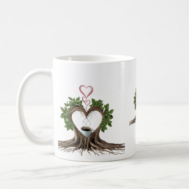Minimalistische Wurzeln Herz Kaffeetasse (Links)