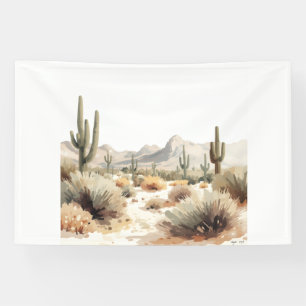 Minimalistische Wüsten-Saguaro-Kakteen-Aquarell-Ku Banner