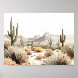 Minimalistische Wüsten-Saguaro-Kaktus-Aquarell-Kun Poster