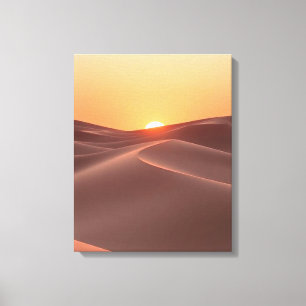 Minimalistische Wüsten-Sonnenuntergangs-Sanddünen- Leinwanddruck