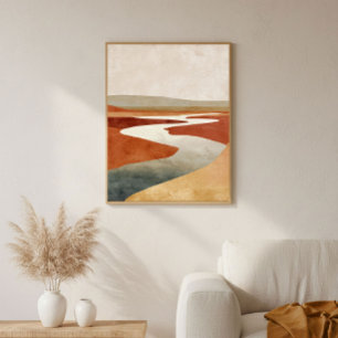Minimalistische Wüstenfluss-Abstrakte Wandkunst Poster