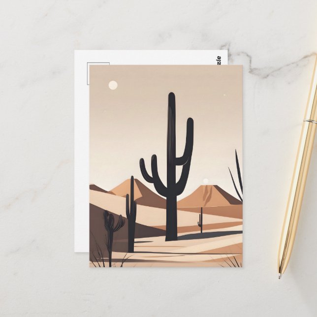 Minimalistische Wüstenkunst Postkarte (Vorderseite/Rückseite Beispiel)