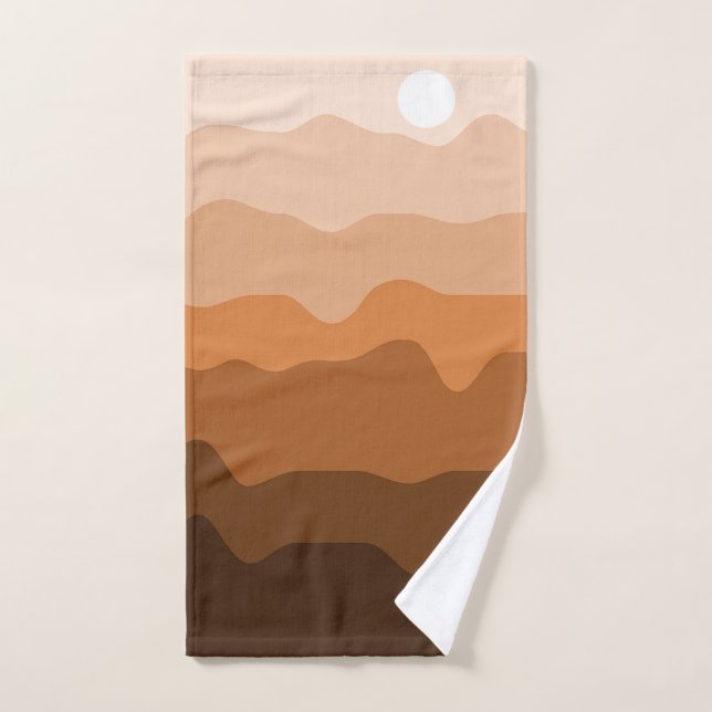 Minimalistische Wüstenlandschaft mit Sonne Badhandtuch Set (Handtuch)