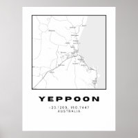 Minimalistische Yeppoon-Karte mit Koordinaten |
