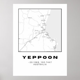 Minimalistische Yeppoon-Karte mit Koordinaten   Poster