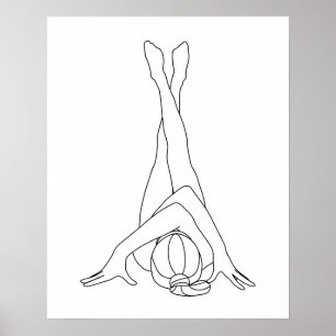 Minimalistische Yoga-Pose-Eine-Reihe Zeichnend Poster