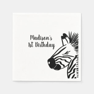 Minimalistische Zebra-Doodle-Zoo-Safari-Party Serviette