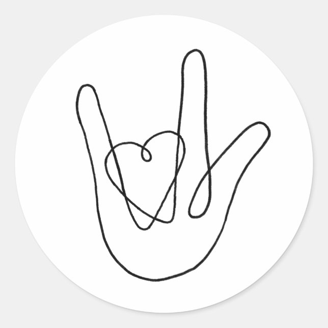 Minimalistische Zeile "I Liebe You" Single signier Runder Aufkleber (Vorderseite)