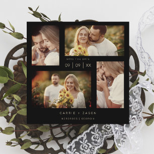 Minimalistische zeitgenössische Hochzeit mit vier Save The Date
