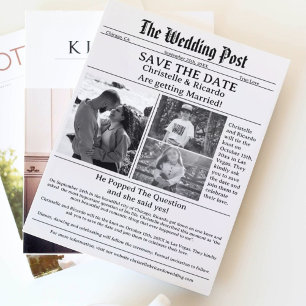 Minimalistische Zeitung Hochzeit speichern das Dat Einladung
