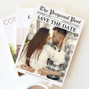 Minimalistische Zeitung Hochzeit speichern das Dat Einladung