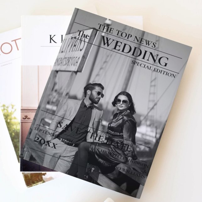 Minimalistische Zeitung Hochzeit speichern das Dat Einladung (Von Creator hochgeladen)