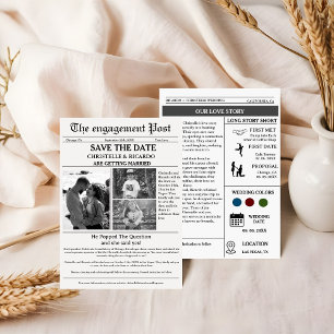 Minimalistische Zeitung Hochzeit speichern das Dat Einladung