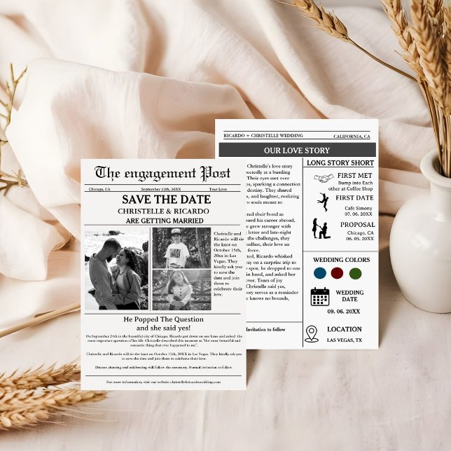 Minimalistische Zeitung Hochzeit speichern das Dat Einladung (Von Creator hochgeladen)