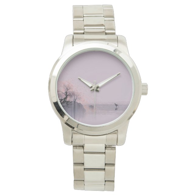 Minimalistische Zen-Landschaft Armbanduhr (Vorderseite)