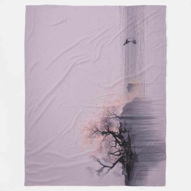 Minimalistische Zen-Landschaft Fleecedecke (Vorderseite)