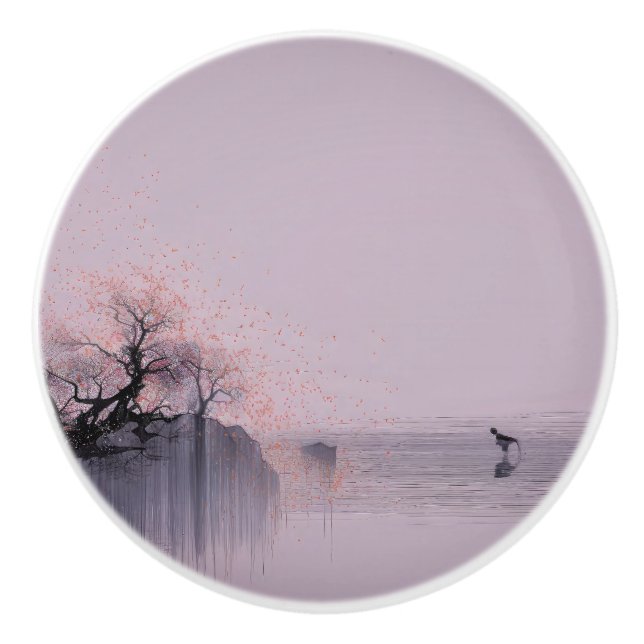 Minimalistische Zen-Landschaft Keramikknauf (Vorderseite)