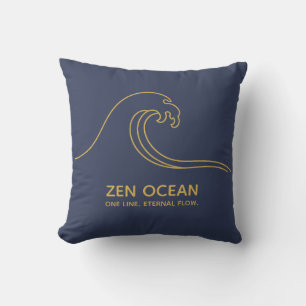 Minimalistische Zen-Welle - Abstrakte Ozeanlinie Kissen