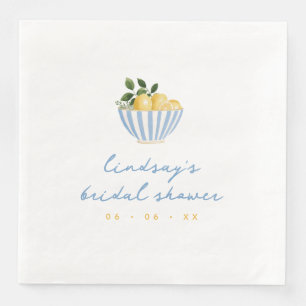 Minimalistische Zitronen Blaue und Gelbe Hochzeits Serviette