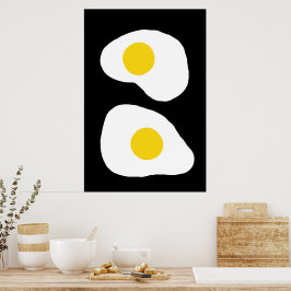 Minimalistische Zwei Spiegeleier Küchenkunst Poster