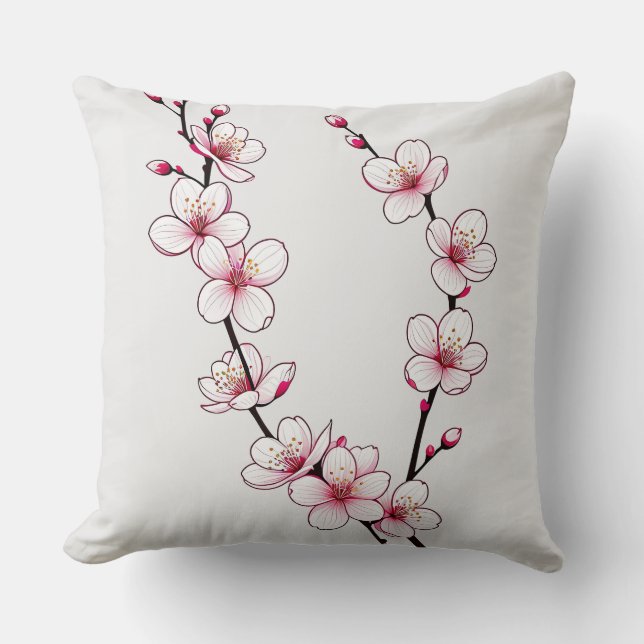Minimalistische Zweigstellen von Cherry Blossom Kissen (Vorderseite)