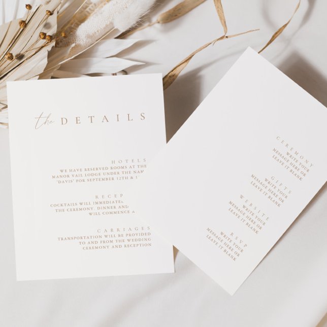 Minimalistische zweiseitige Hochzeitdetails Einladung (Von Creator hochgeladen)