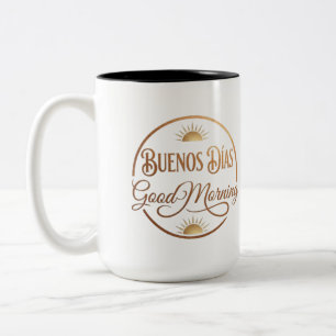 Minimalistische zweisprachige Morgentasse - Guten Zweifarbige Tasse