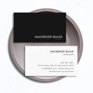 Minimalistische zweiteilige schwarze und weiße Vis Visitenkarte