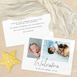 Minimalistischen 2 Fotos Begrüßungsskript Geburt Ankündigung