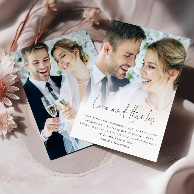 Minimalistischen 2 Fotos Liebe Vielen Dank für Ihr Karte (Front and back view)