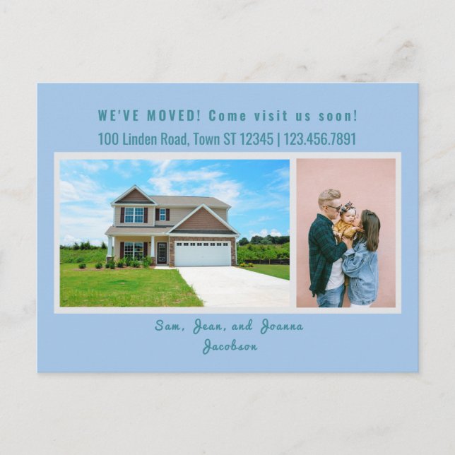 Minimalistischen 2 Fotos Wir bewegten uns Ankündig Postkarte (Vorderseite)