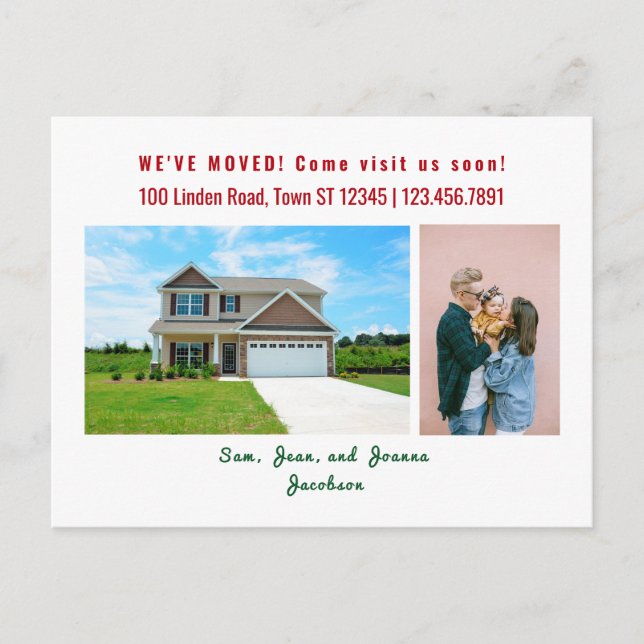 Minimalistischen 2 Fotos Wir bewegten uns Ankündig Postkarte (Vorderseite)