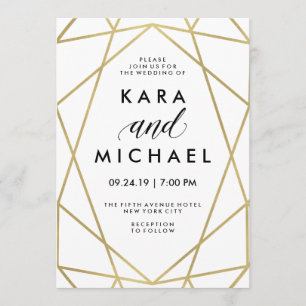 Minimalistischen moderne Imitate Gold in Weiß Einladung